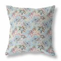 Palacedesigns 18 in. Light Blue & Red Roses Indoor & Outdoor Throw Pillow PA3101402